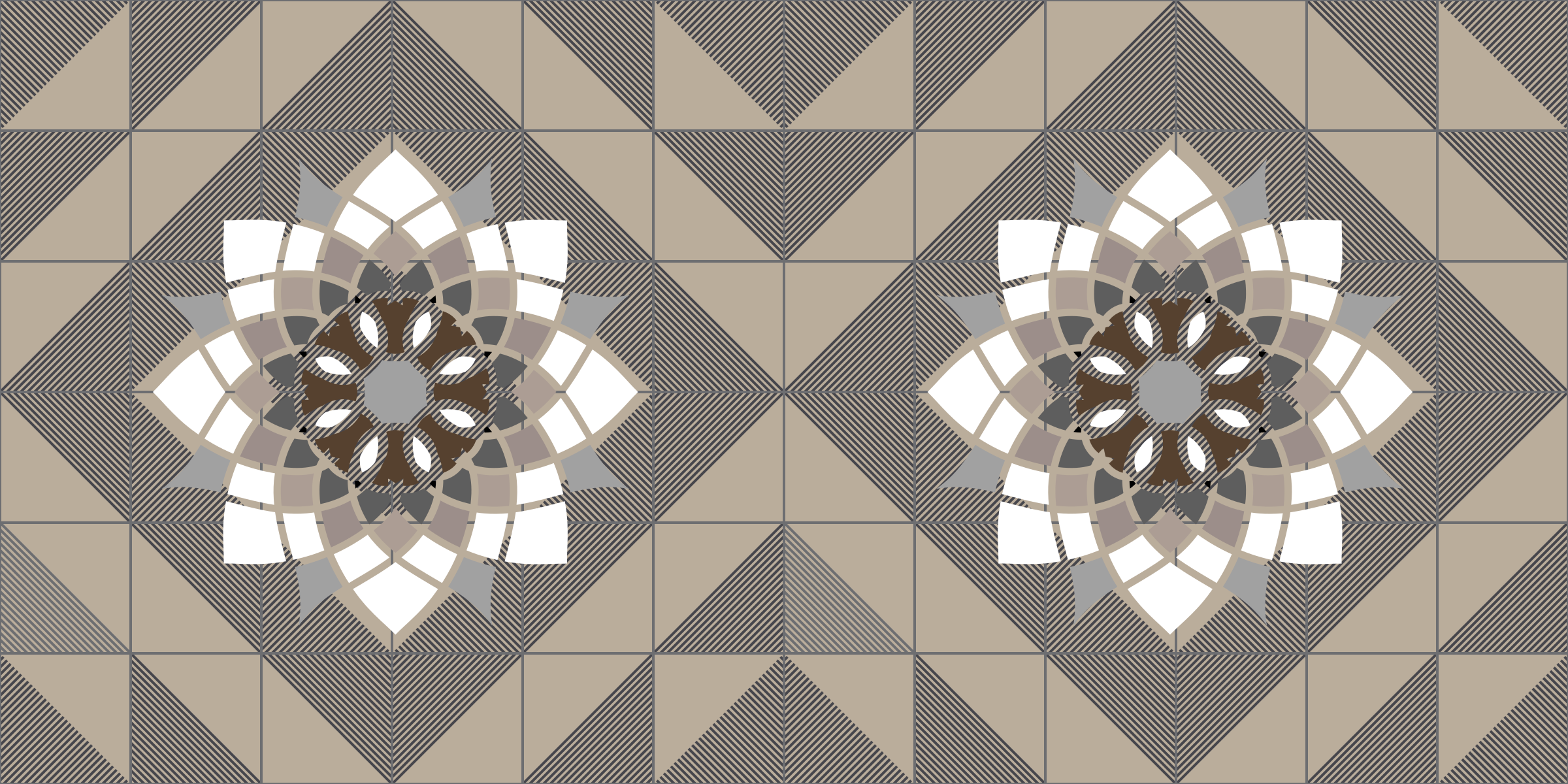 Geometric Floral Motif mosaic vinyl carpet - TenStickers