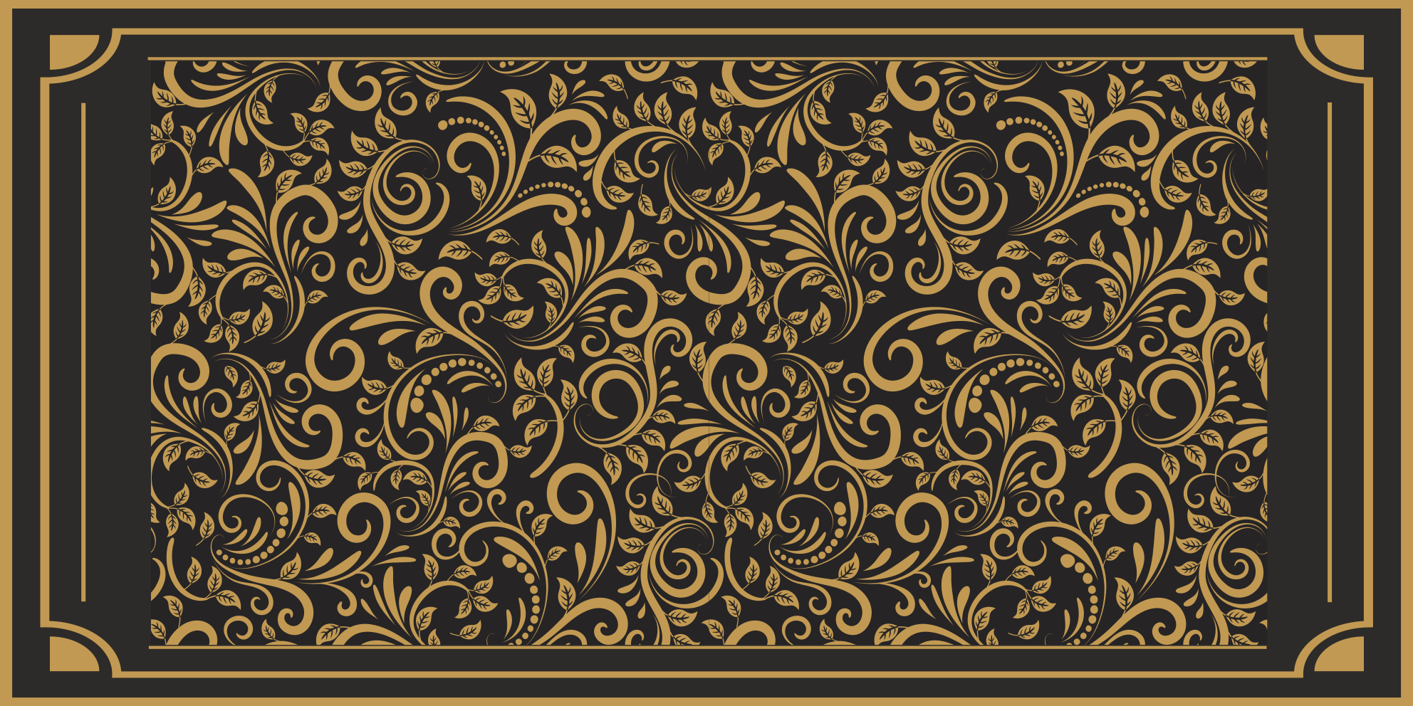 Golden elegant foliage hallway vinyl carpet - TenStickers