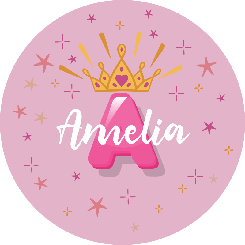 Princess personalised name kids vinyl carpet - TenStickers