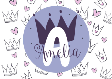 Personalized crown print kids vinyl carpet - TenStickers