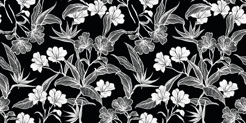 Black and white elegance floral vinyl carpet - TenStickers