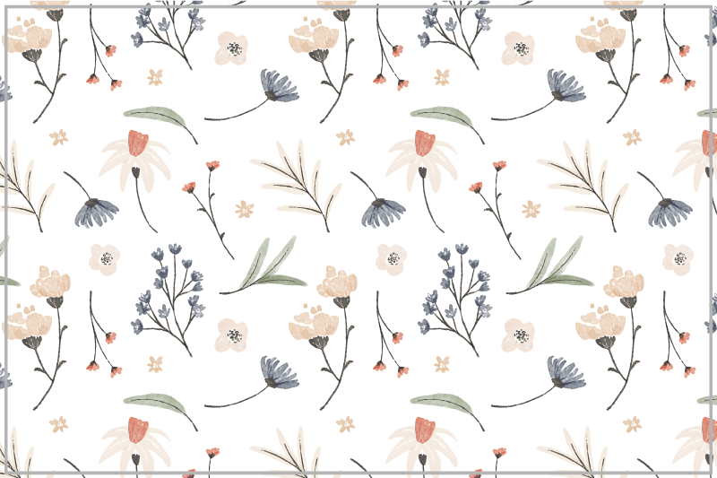 Floral Botanical Element living room vinyl carpet - TenStickers
