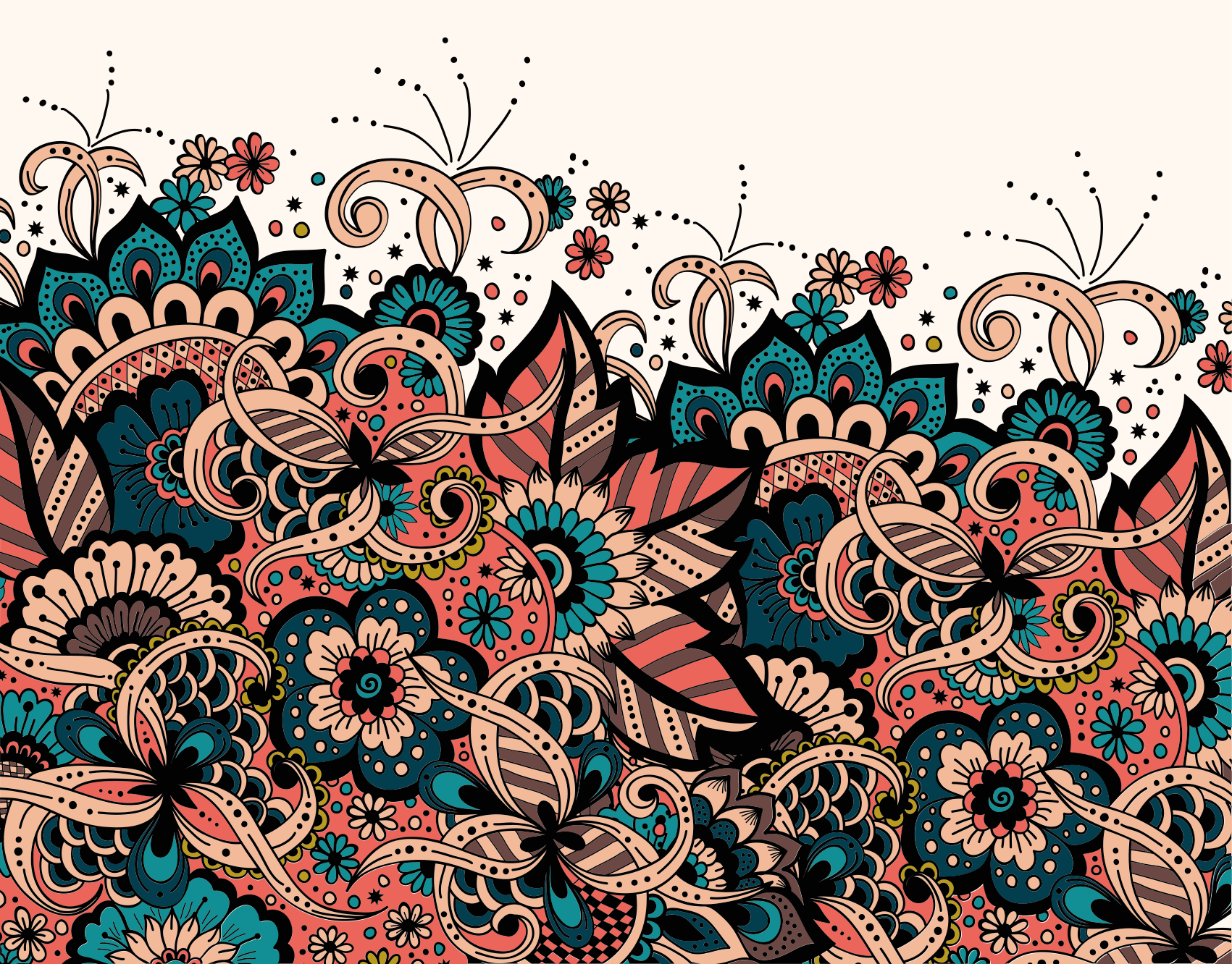 Lively Floral Elements mandala vinyl carpet - TenStickers