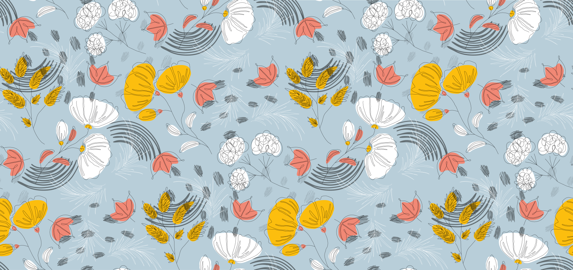 Blue pattern bloom floral vinyl carpet - TenStickers