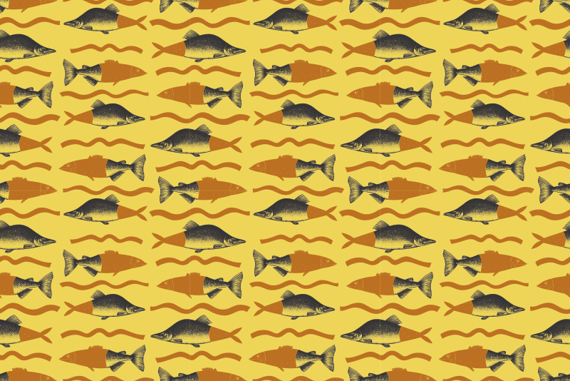 Yellow fish motif animal vinyl carpet - TenStickers