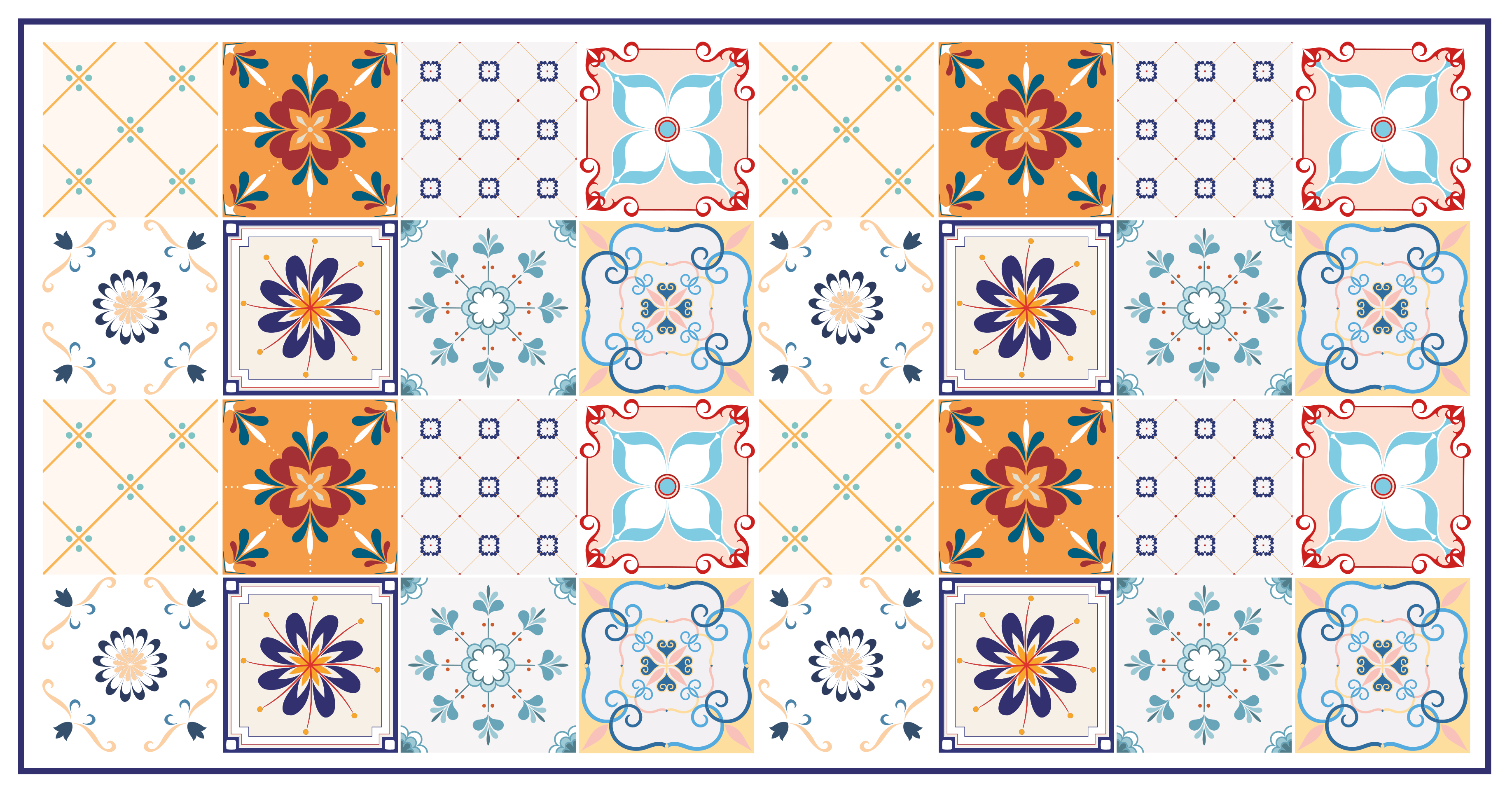 Colorful Ceramic Patterns tile vinyl carpet - TenStickers