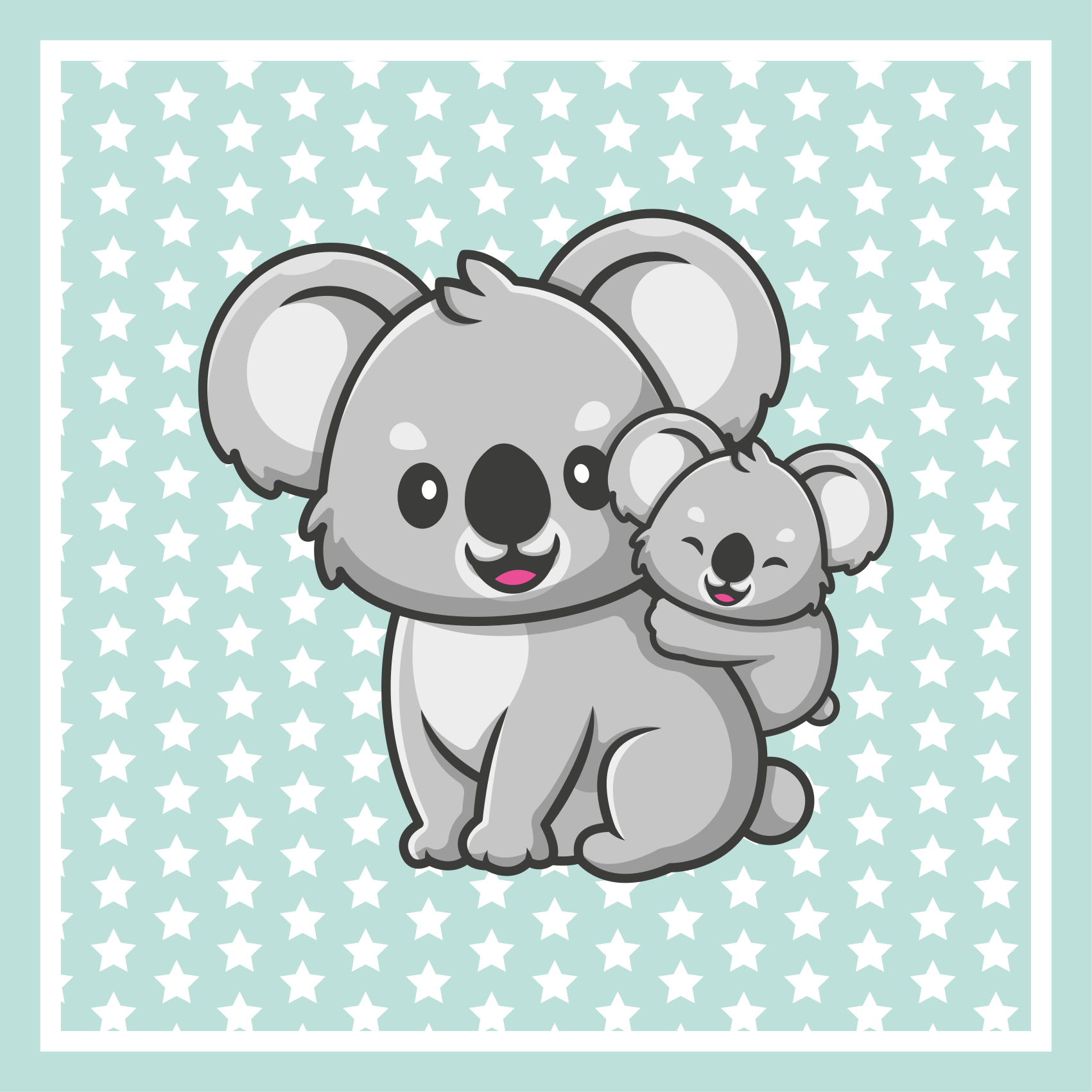 Mum and baby koalas kids vinyl carpet - TenStickers