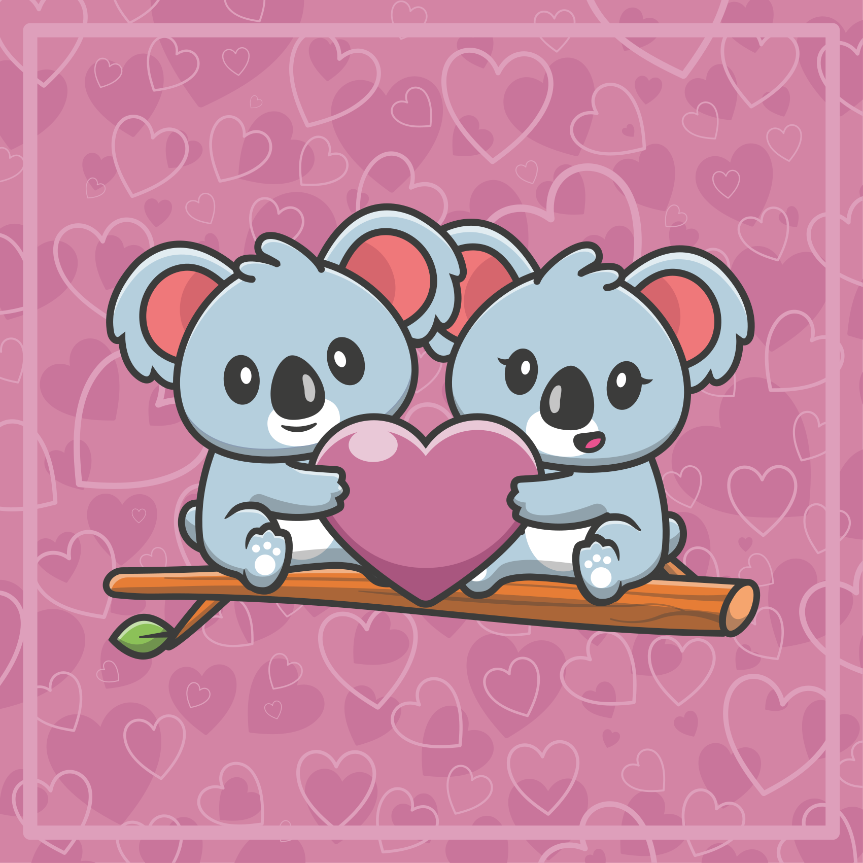 Koala Love Heart kids vinyl carpet - TenStickers