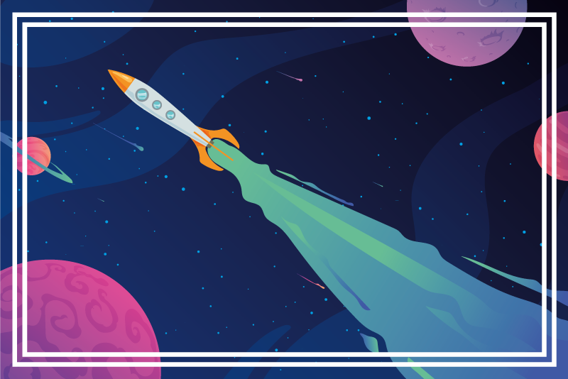 Spaceship in Orbit star vinyl carpet - TenStickers