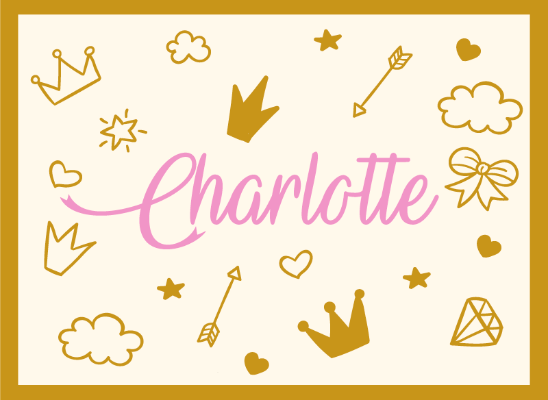 Princess theme with name custom vinyl carpet - TenStickers