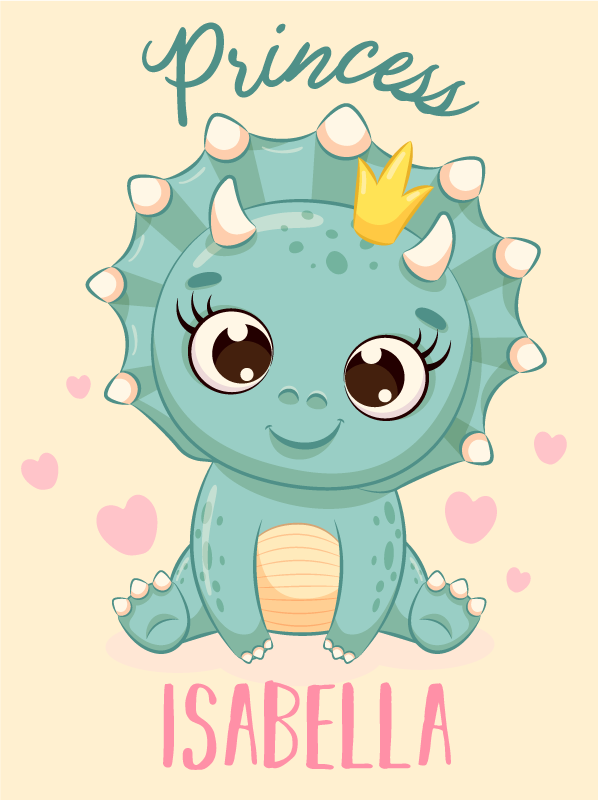 Dinosaur princess with name kids vinyl carpet - TenStickers