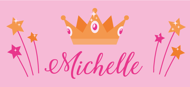 Wands and crown with name kids vinyl carpet - TenStickers