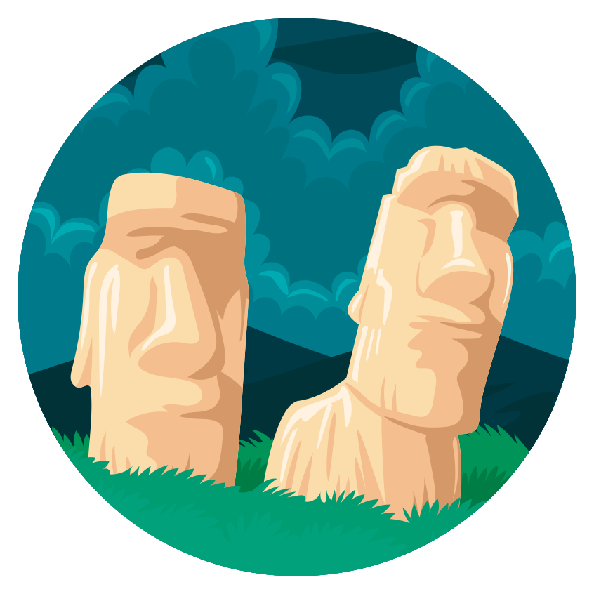 Moai Statues Silhouette world map vinyl carpet - TenStickers