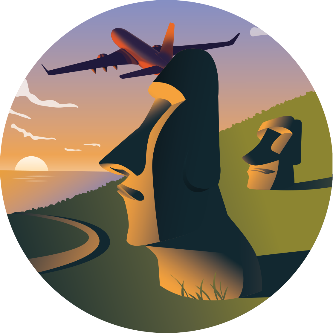 Easter Island Sunset circular vinyl carpet - TenStickers