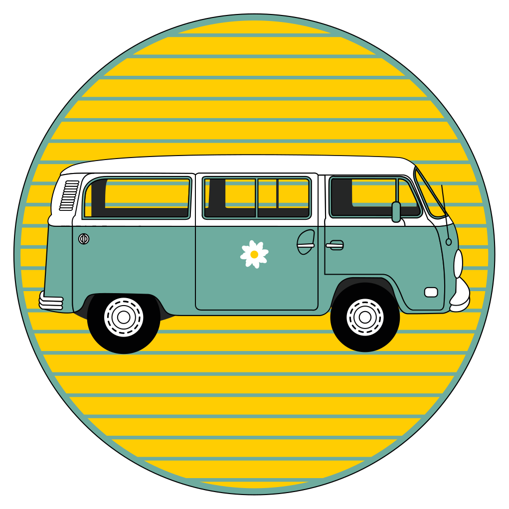 VINTAGE VAN WITH DAISY star vinyl carpet - TenStickers