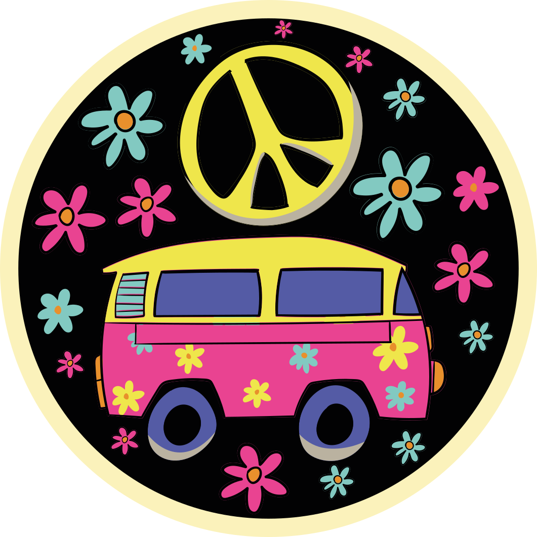Flower Power Van kids vinyl carpet - TenStickers
