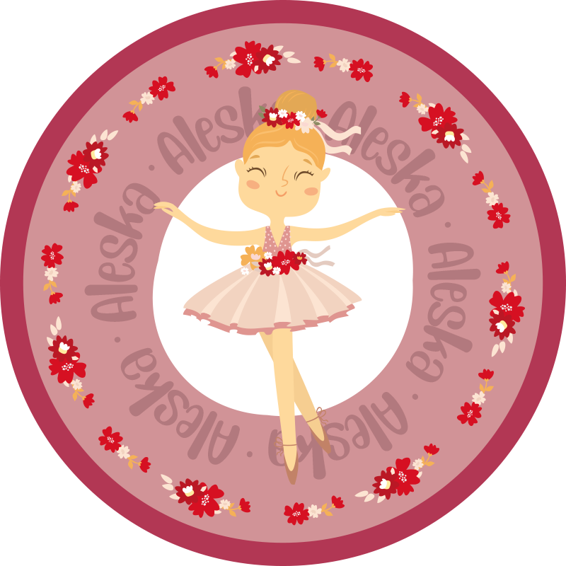Ballet dance with name kids vinyl carpet - TenStickers