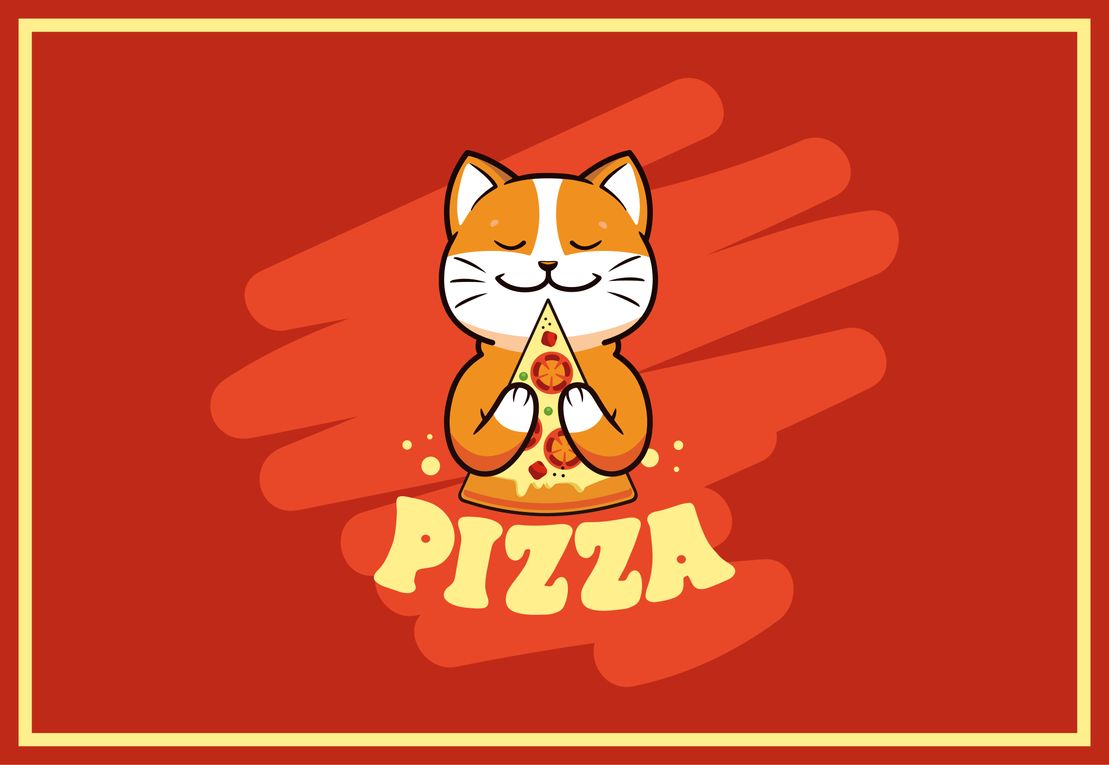 Cute cat with pizza kitchen vinyl carpet - TenStickers