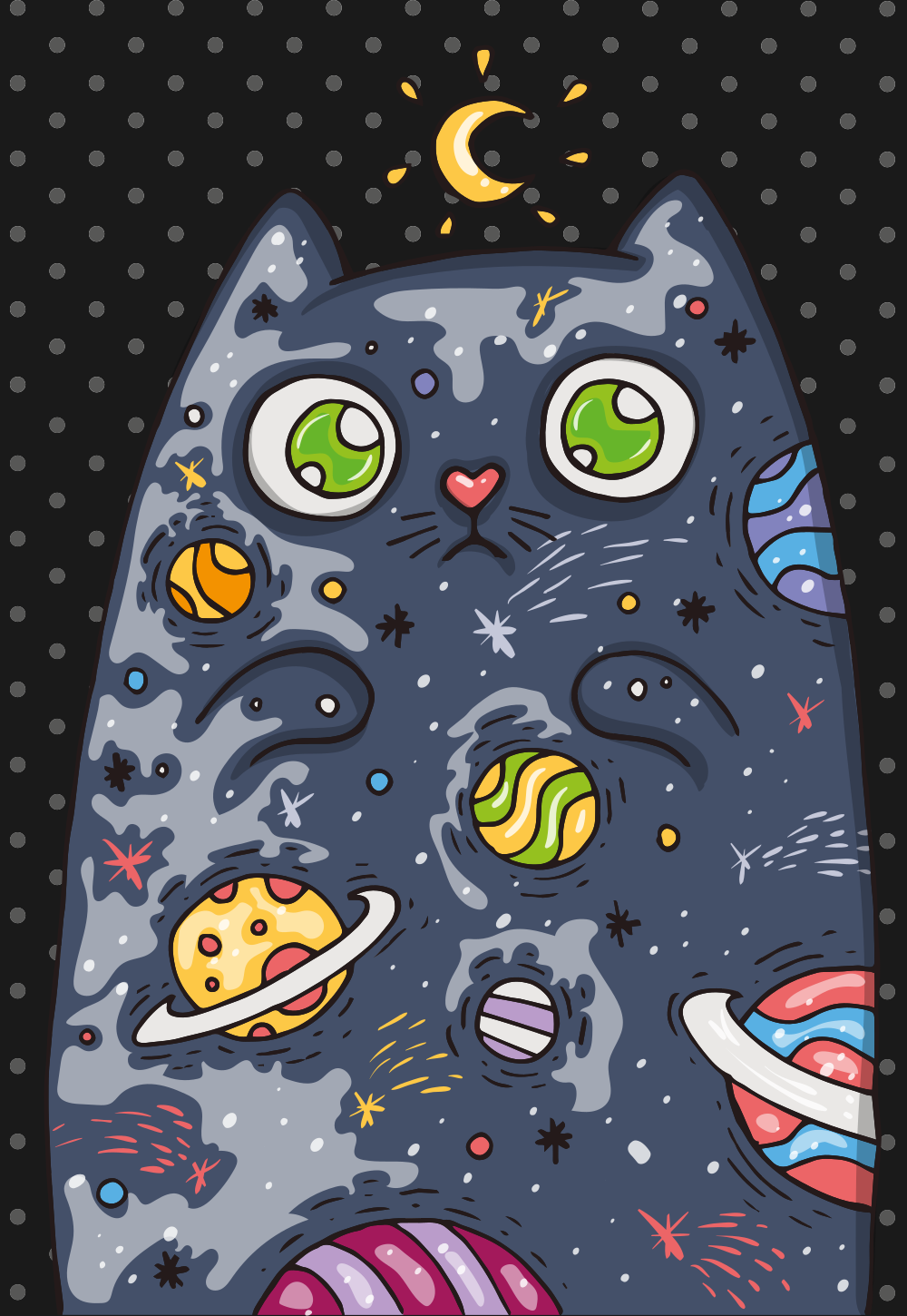 Cosmic Cat Adventure kids vinyl carpet - TenStickers