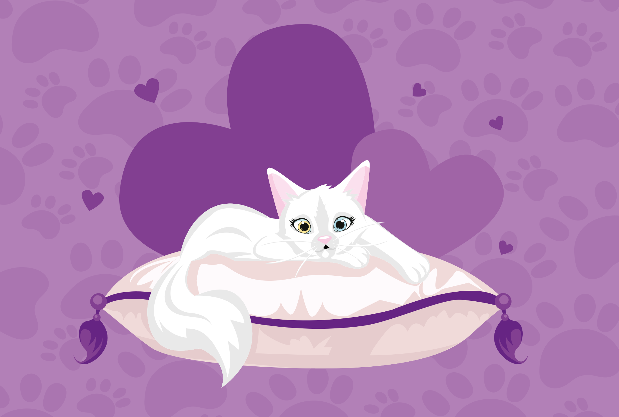 Sweet Cat Cushion animal vinyl carpet - TenStickers