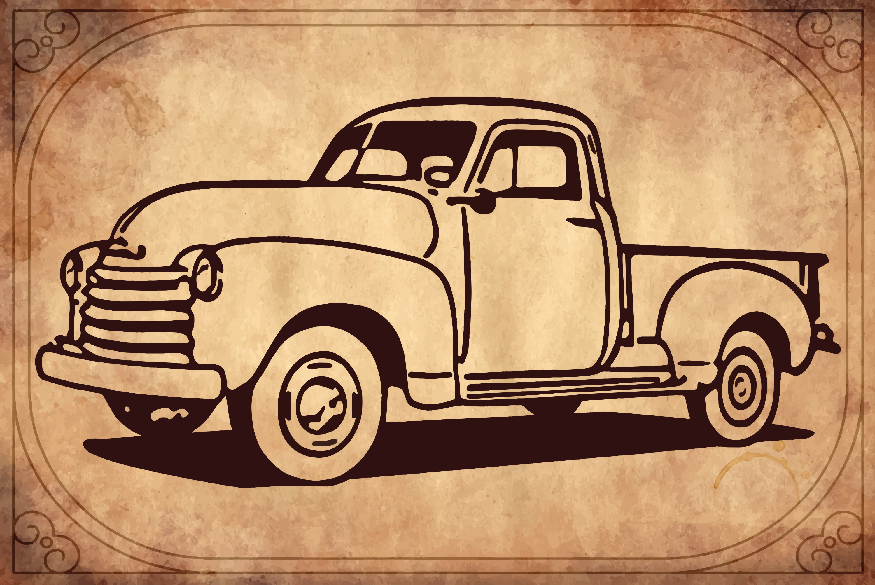 Classic truck silhouette vintage vinyl carpet - TenStickers