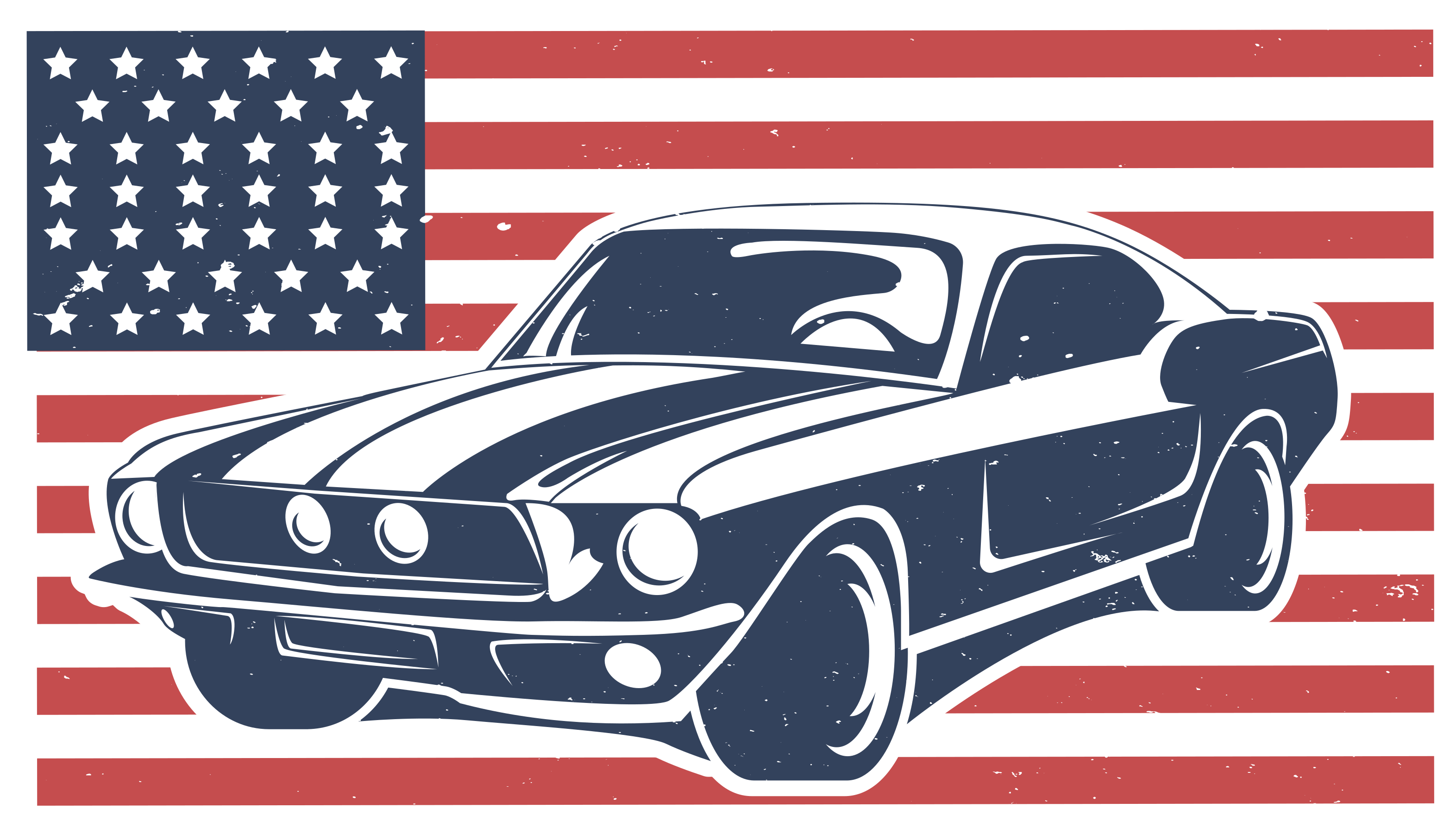 US flag and automobile teen vinyl carpet - TenStickers