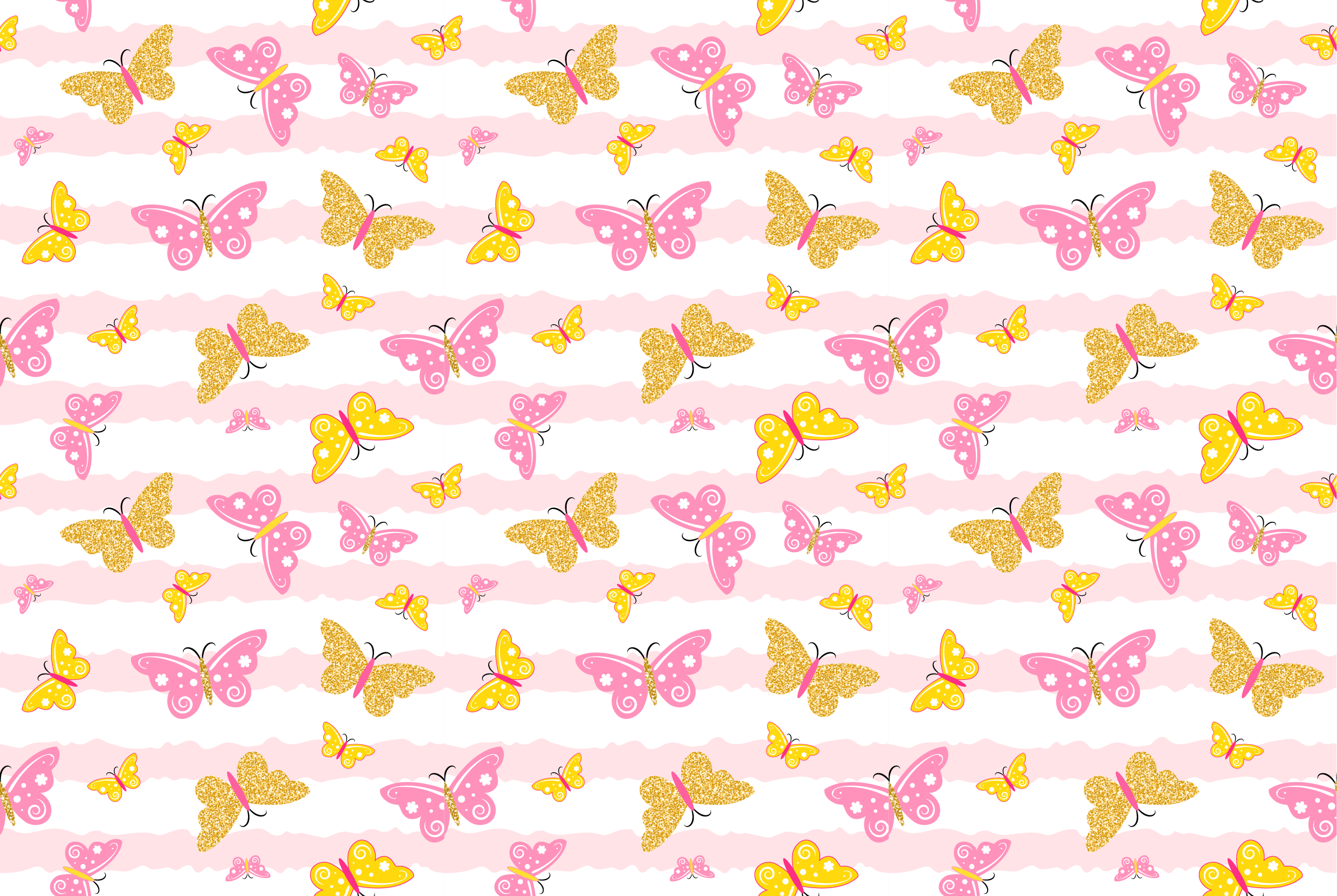 Pink and yellow butterflies kids vinyl carpet - TenStickers