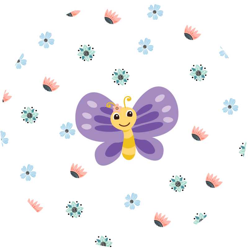 Purple butterfly design kids vinyl carpet - TenStickers