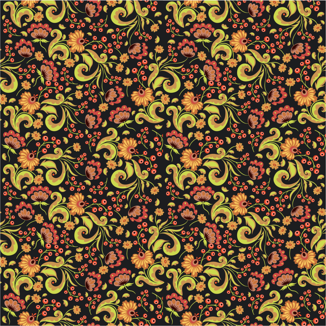 Botanical Twirl Motif floral vinyl carpet - TenStickers
