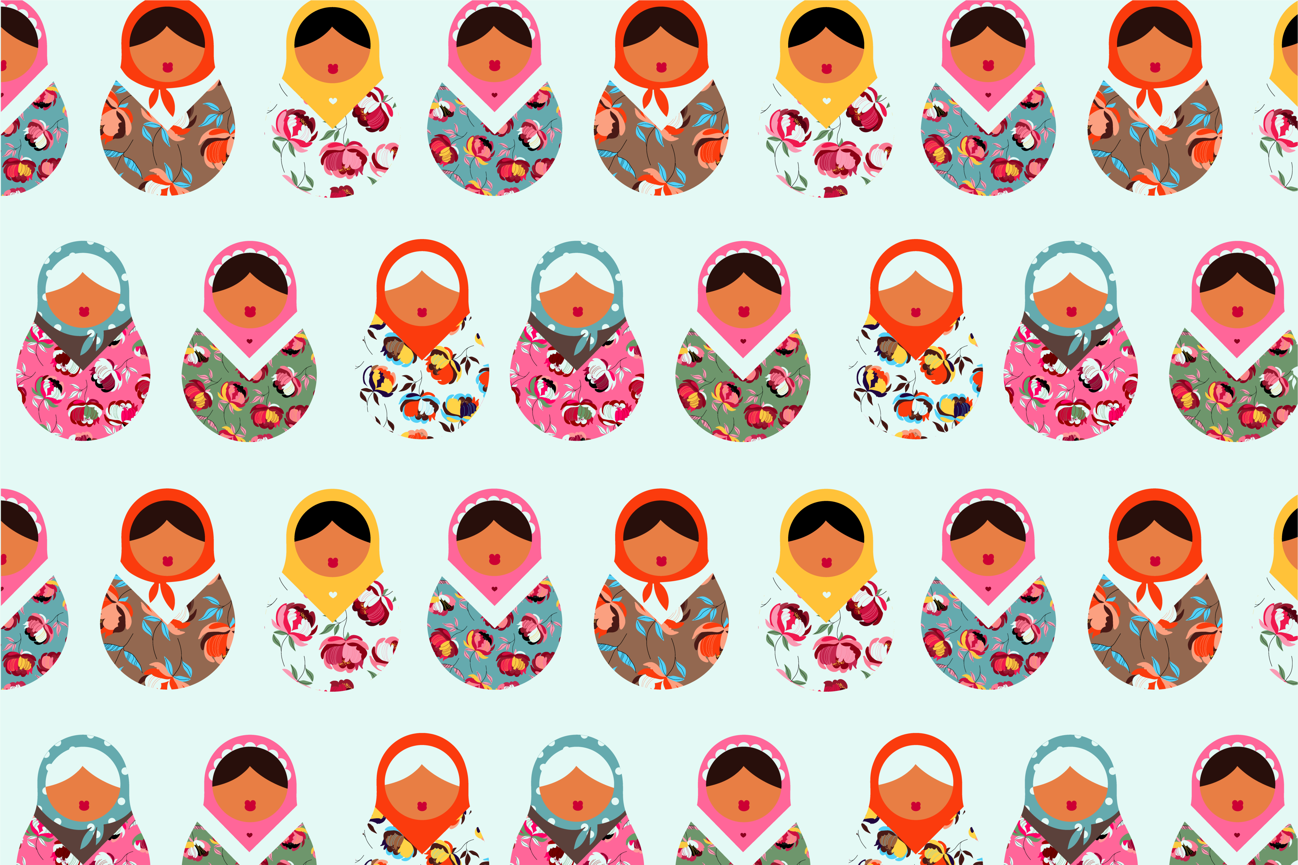 Vibrant Matryoshka Dolls ethnic vinyl carpet - TenStickers