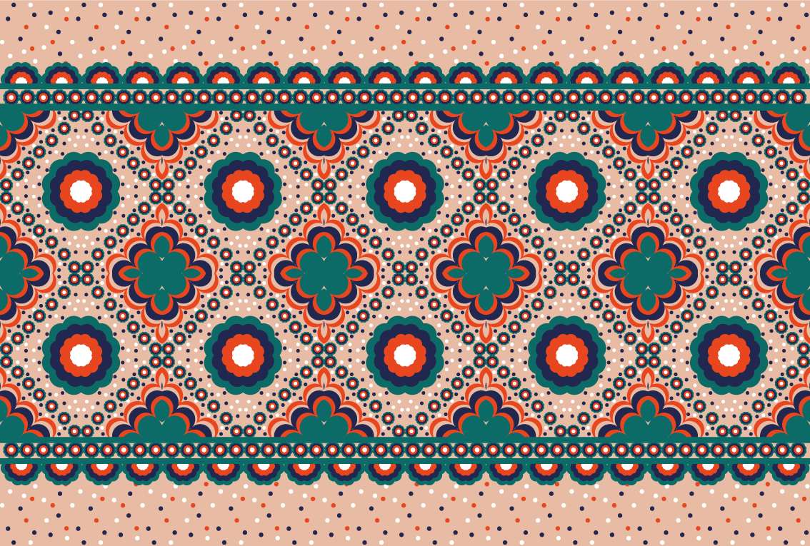 Bold Floral Motif ethnic vinyl carpet - TenStickers