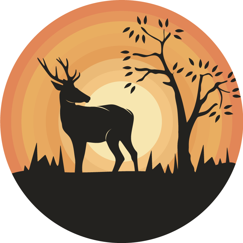 Retro serene deer silhouette vintage vinyl carpet - TenStickers