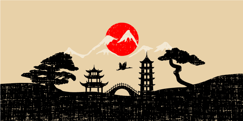 Japanese Landscape Scene bedroom vinyl carpet - TenStickers