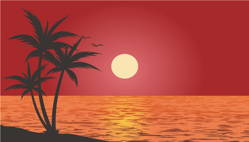 Tropical Sunset Landscape nature vinyl carpet - TenStickers