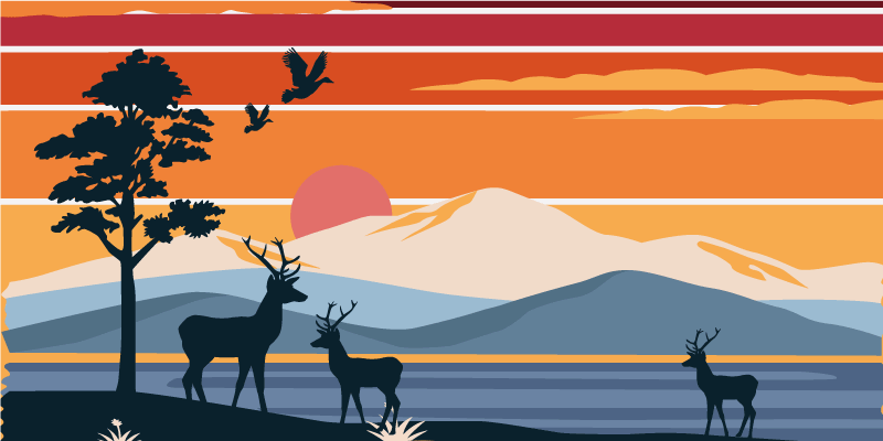 Sunset Wilderness Scene nature vinyl carpet - TenStickers