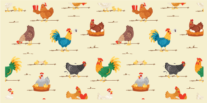 Colorful Chicken Patterns animal vinyl carpet - TenStickers