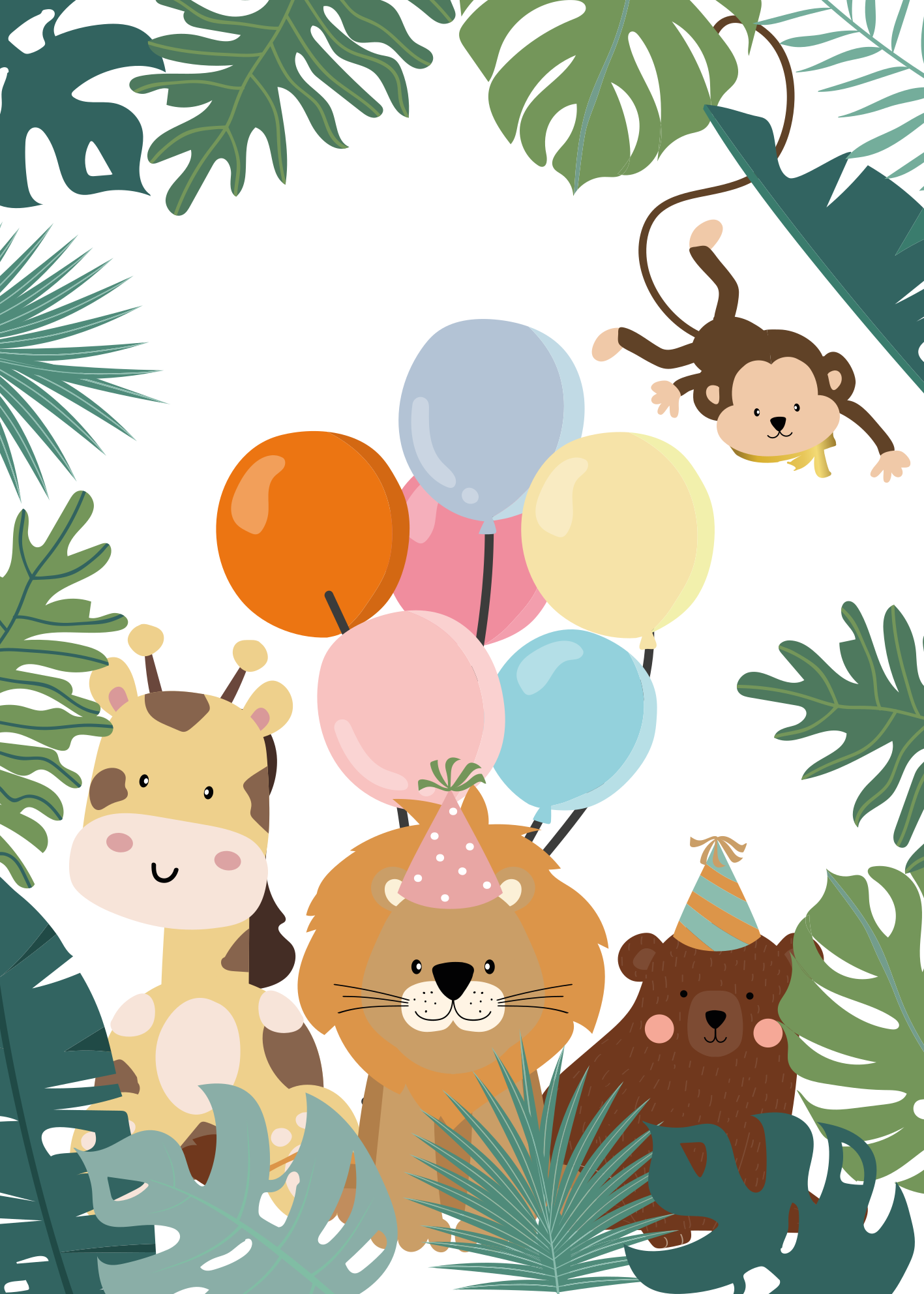 Safari Animal Celebration kids vinyl carpet - TenStickers
