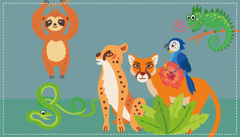 Savanna creature play area animal vinyl carpet - TenStickers