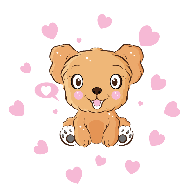 Cute puppy illustration circular vinyl carpet - TenStickers