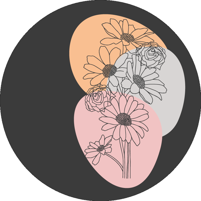 Circle composition floral vinyl carpet - TenStickers