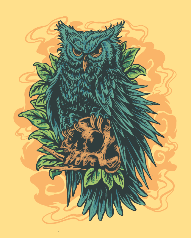 MYSTICAL OWL ART animal print vinyl carpet - TenStickers