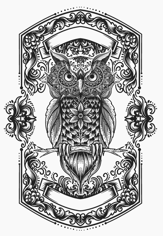 Intricate Owl Motif mandala vinyl carpet - TenStickers