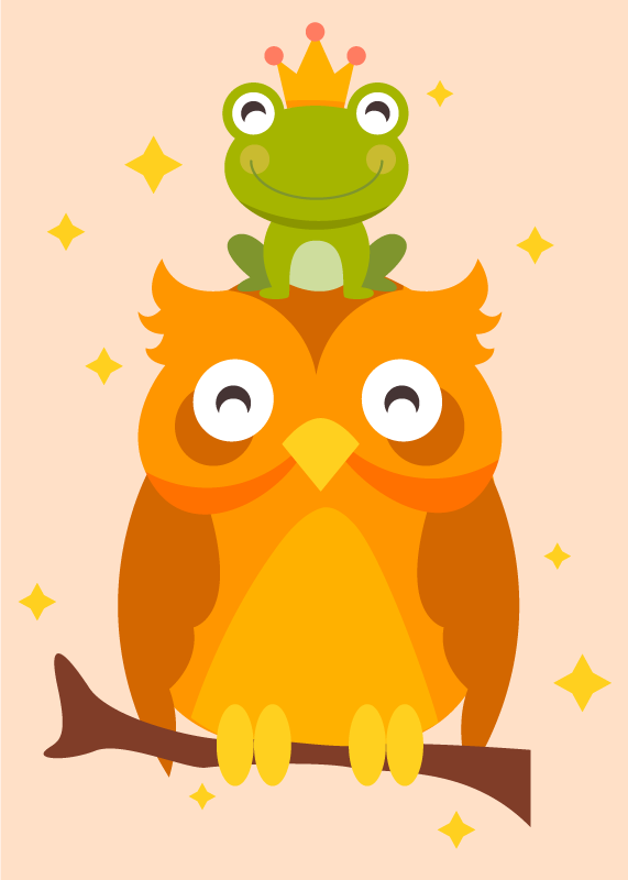 Friendly Owl Duo kids vinyl carpet - TenStickers