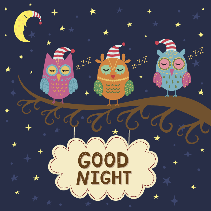 Sleepy Owl Trio animal vinyl carpet - TenStickers