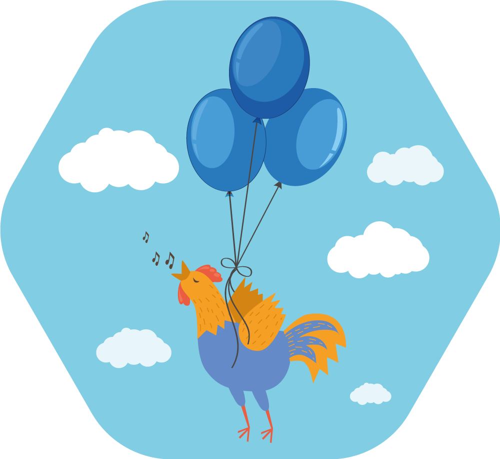 Cheerful Rooster Balloons kids vinyl carpet - TenStickers
