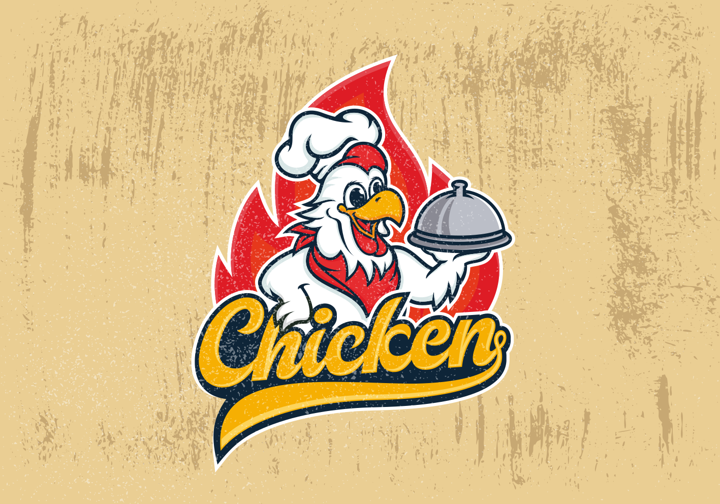 Cheerful Chicken Logo kitchen vinyl carpet - TenStickers