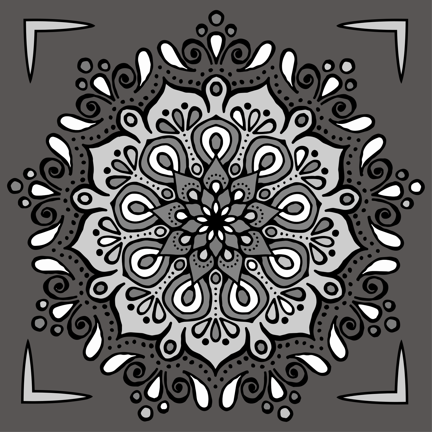 Elegant motif on grey mandala vinyl carpet - TenStickers