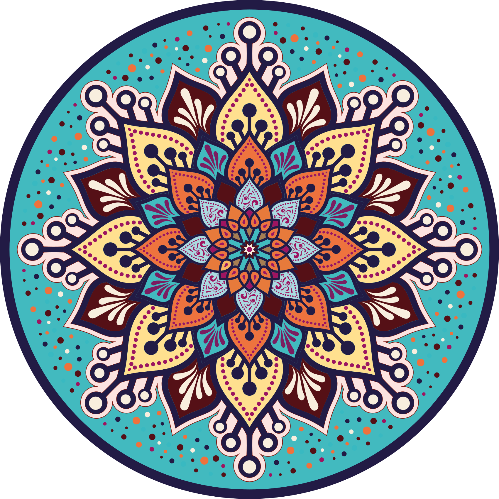 Arte colorido en círculo mandala vinyl carpet - TenStickers