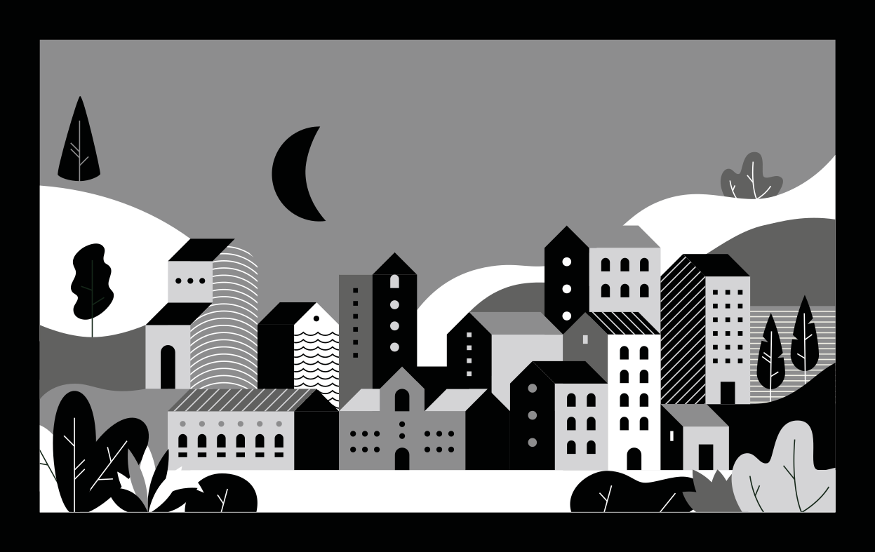 Cityscape Black and White modern vinyl carpet - TenStickers