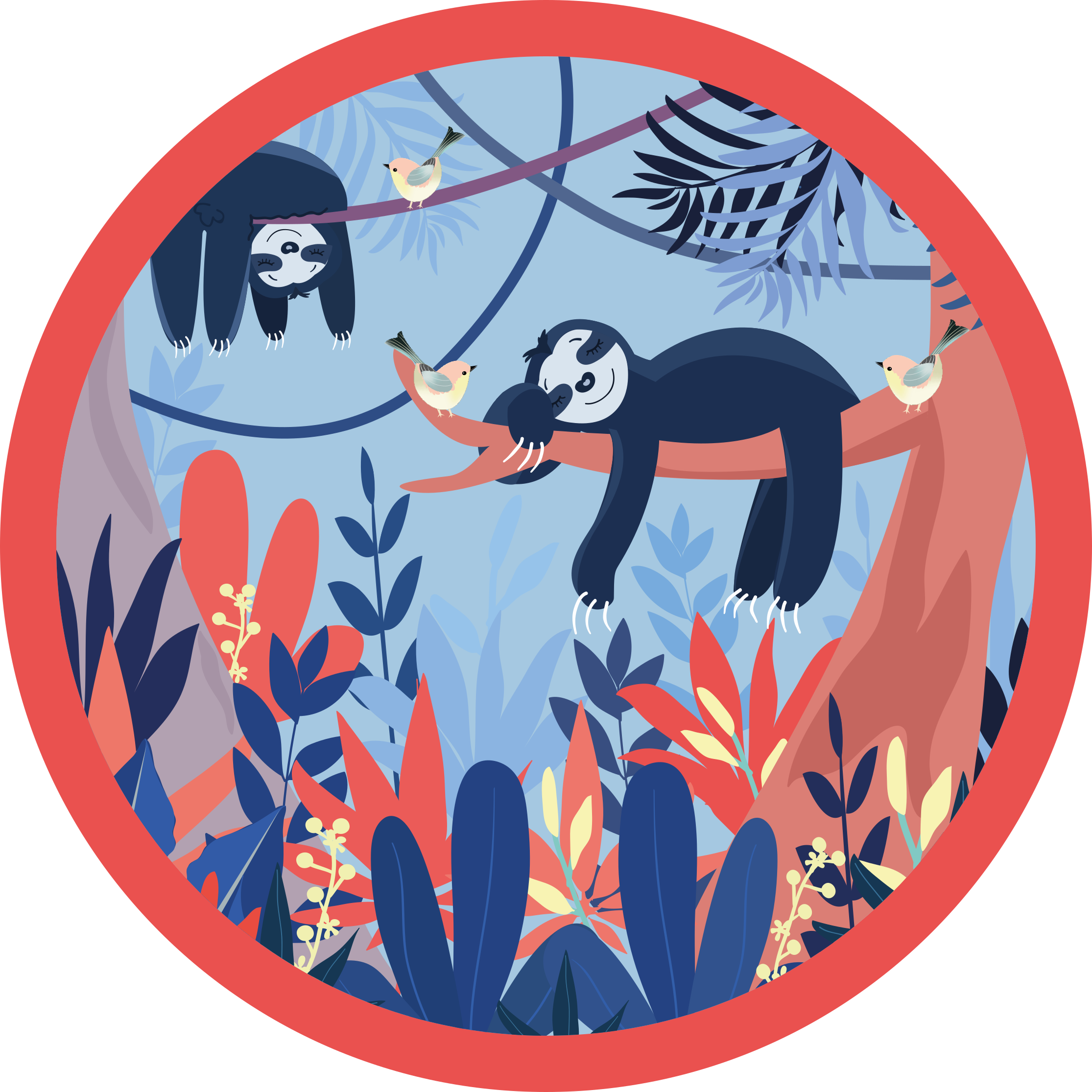 Sloth Jungle Scene animal print vinyl carpet - TenStickers